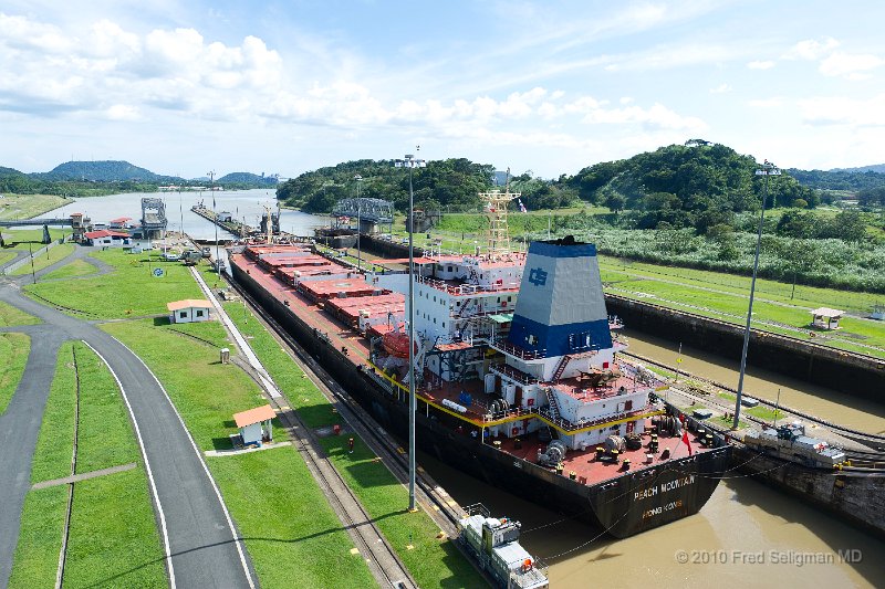 20101204_151927 D3S.jpg - Miraflores Locks, Panama Canal.  A single ship has entered the 2nd lock and is about to be lowered